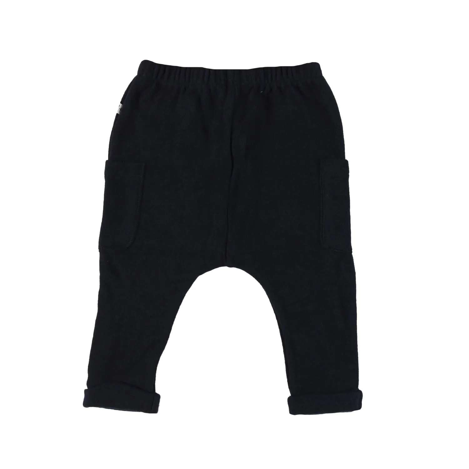 One More In The Family Greg Navy Blue Unisex Interlock Pants For Babies