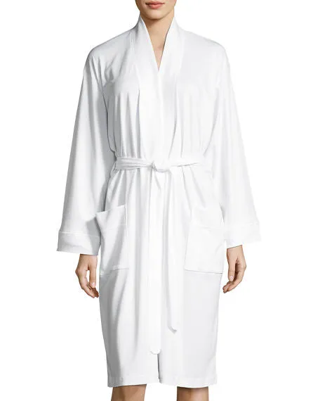 P-Jamas Butterknit Short Robe in White 