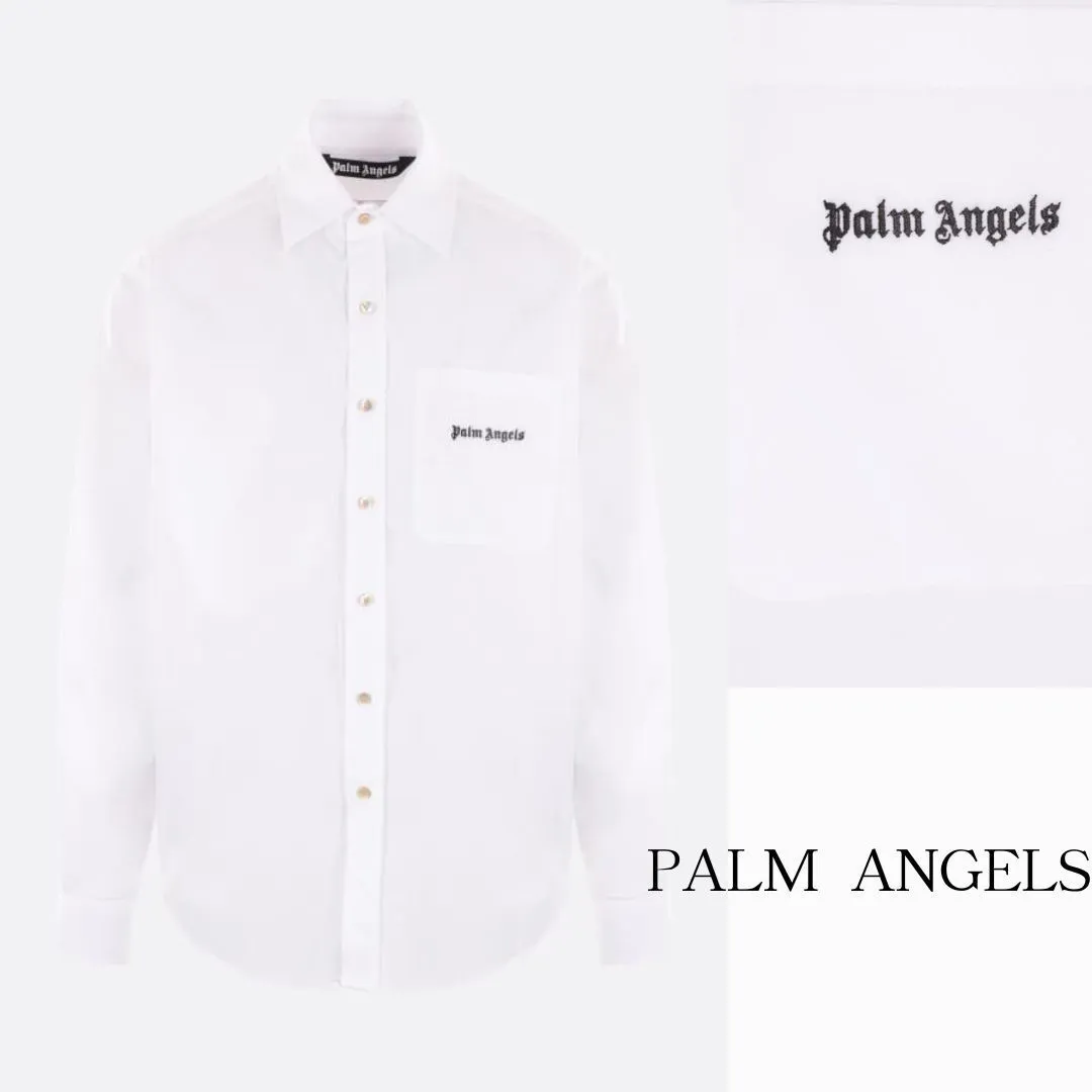 Palm Angels  |Street Style Long Sleeves Cotton Logo Shirts