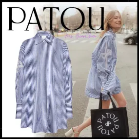 PATOU  |Stripes Casual Style Long Sleeves Cotton Medium Office Style