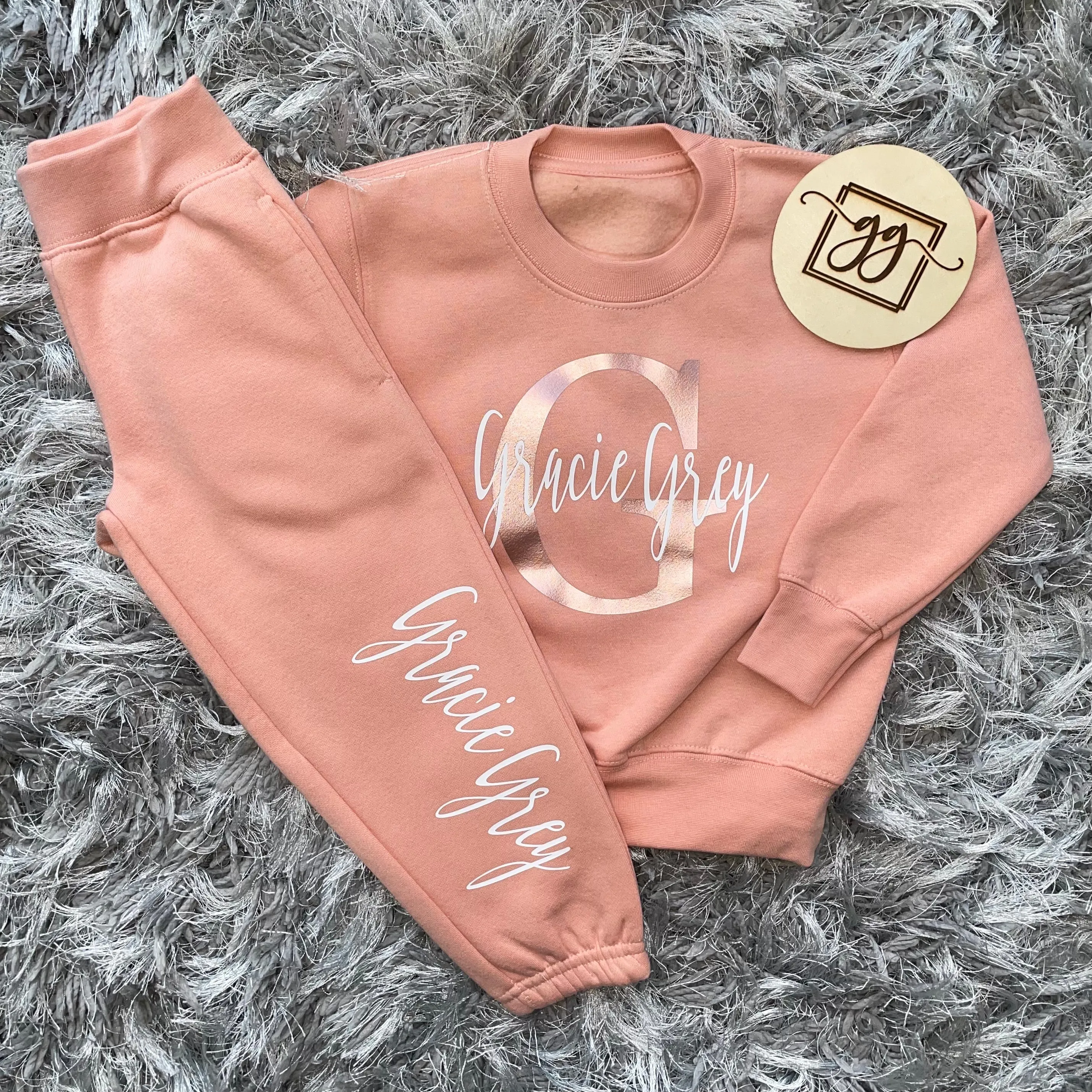 Personalised Dusty Pink Name & Initial Tracksuit