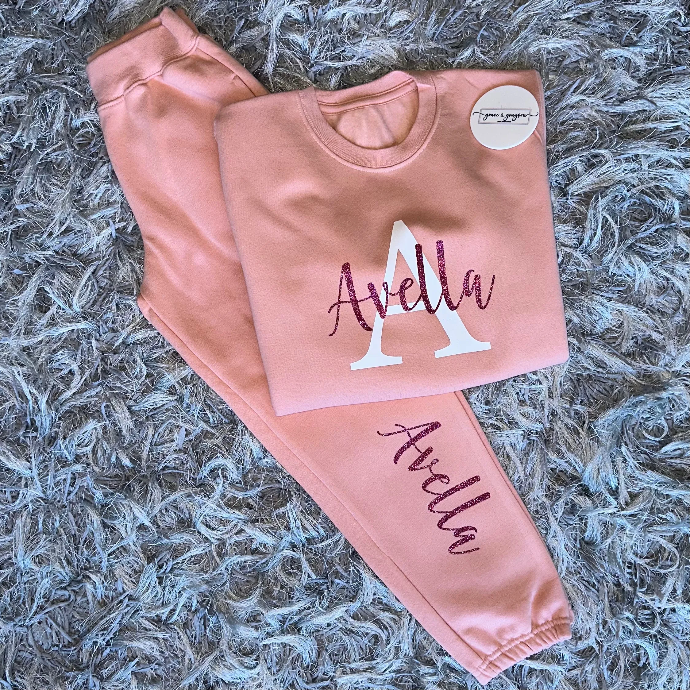 Personalised Dusty Pink Name & Initial Tracksuit