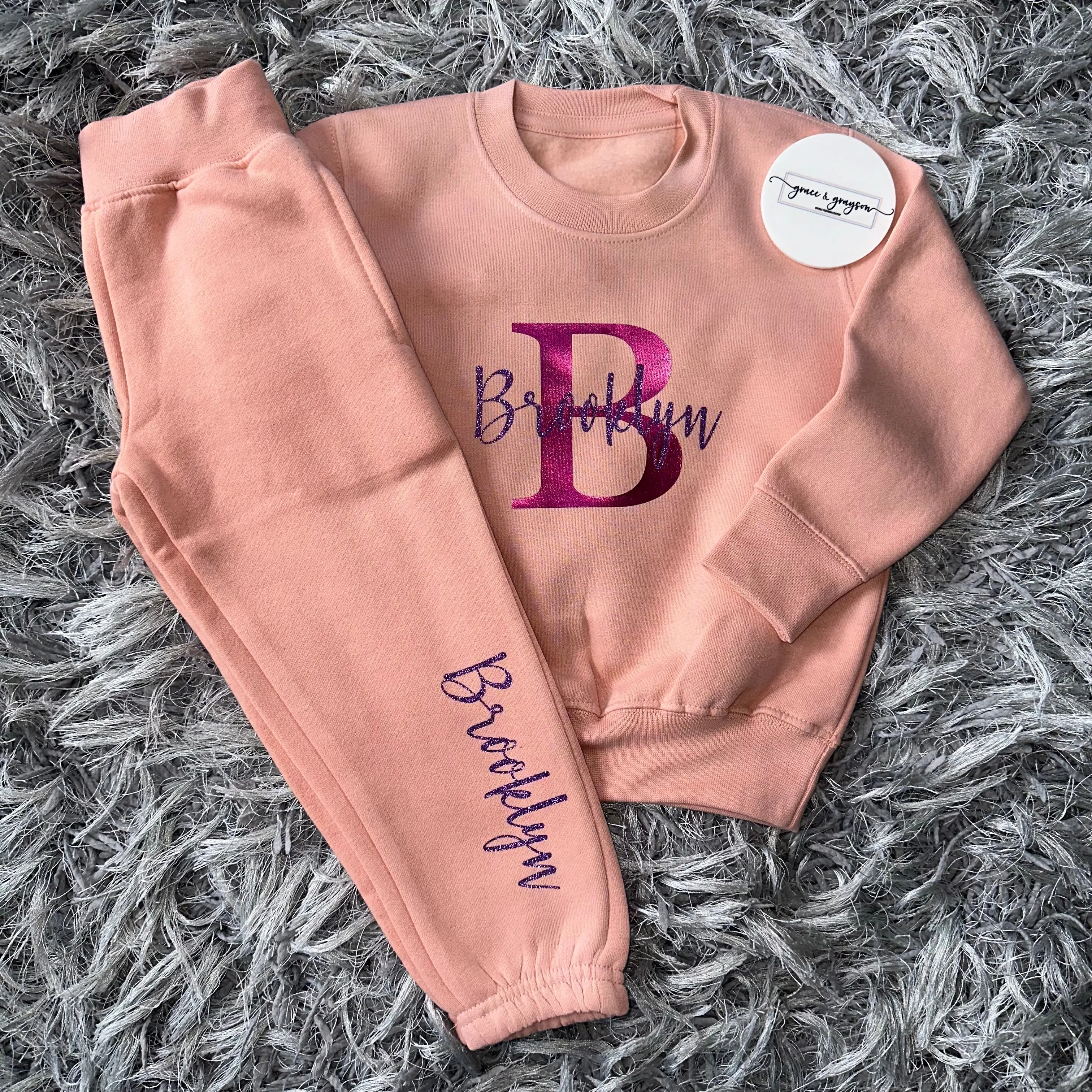 Personalised Dusty Pink Name & Initial Tracksuit