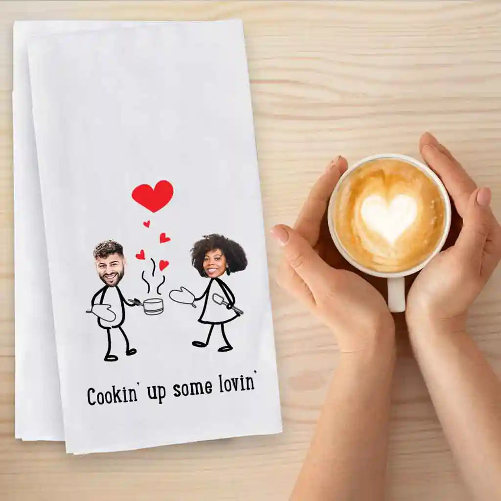 Personalized Valentine Kitchen Towel for the Cooking Couple