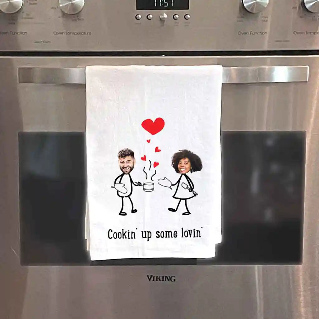 Personalized Valentine Kitchen Towel for the Cooking Couple