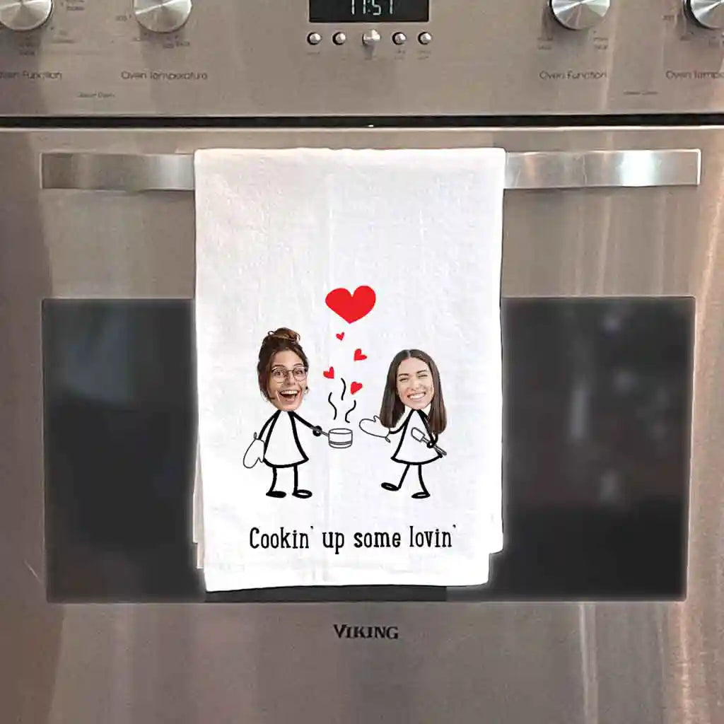 Personalized Valentine Kitchen Towel for the Cooking Couple