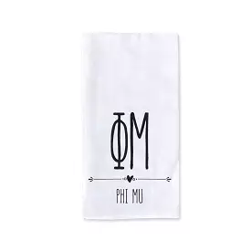 Phi Mu Sorority Kitchen Towel with Boho Design