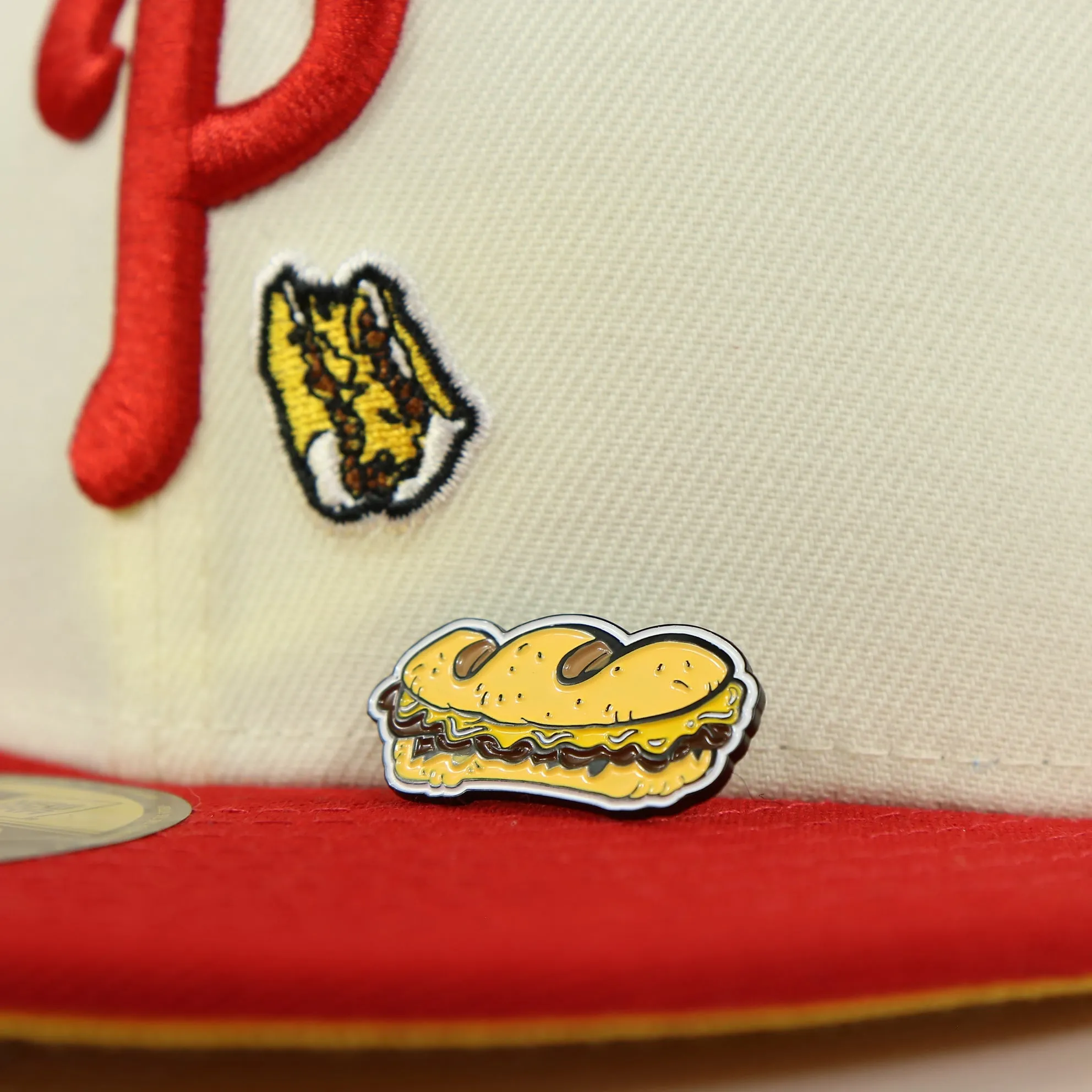 Philadelphia Cheesesteak Witout Fitted Cap Pin | Whiz Witout Enamel Pin for Side Patch Fitted Hat