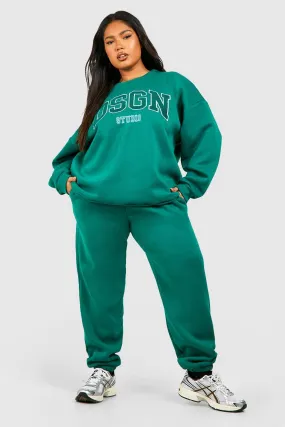 Plus Dsgn Studio Toweling Applique Sweatshirt Tracksuit