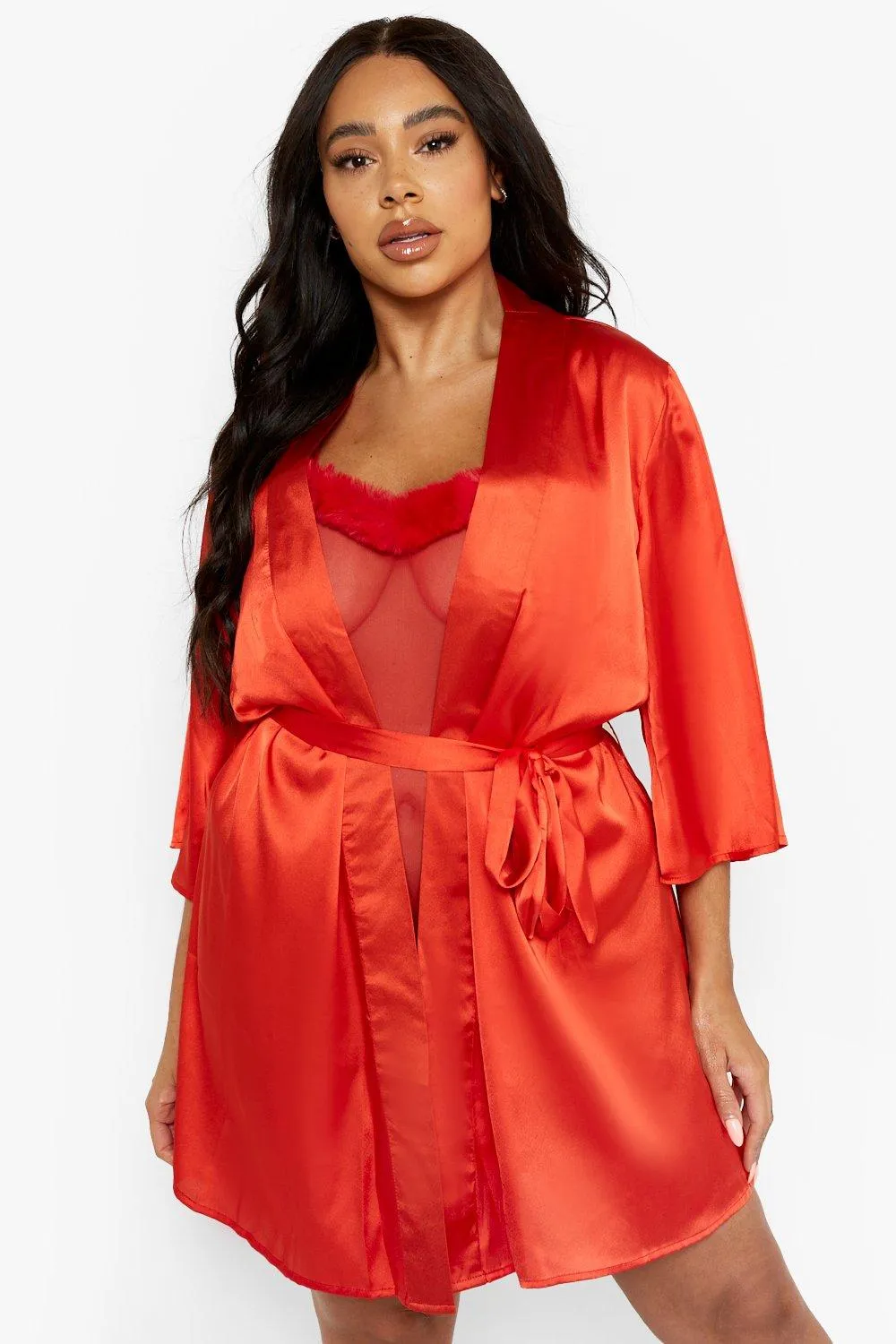 Plus Satin Kimono Robe