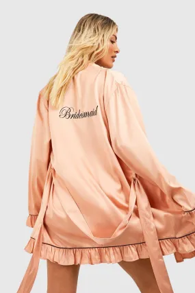 Premium Bridesmaid Embroidery Frill Robe