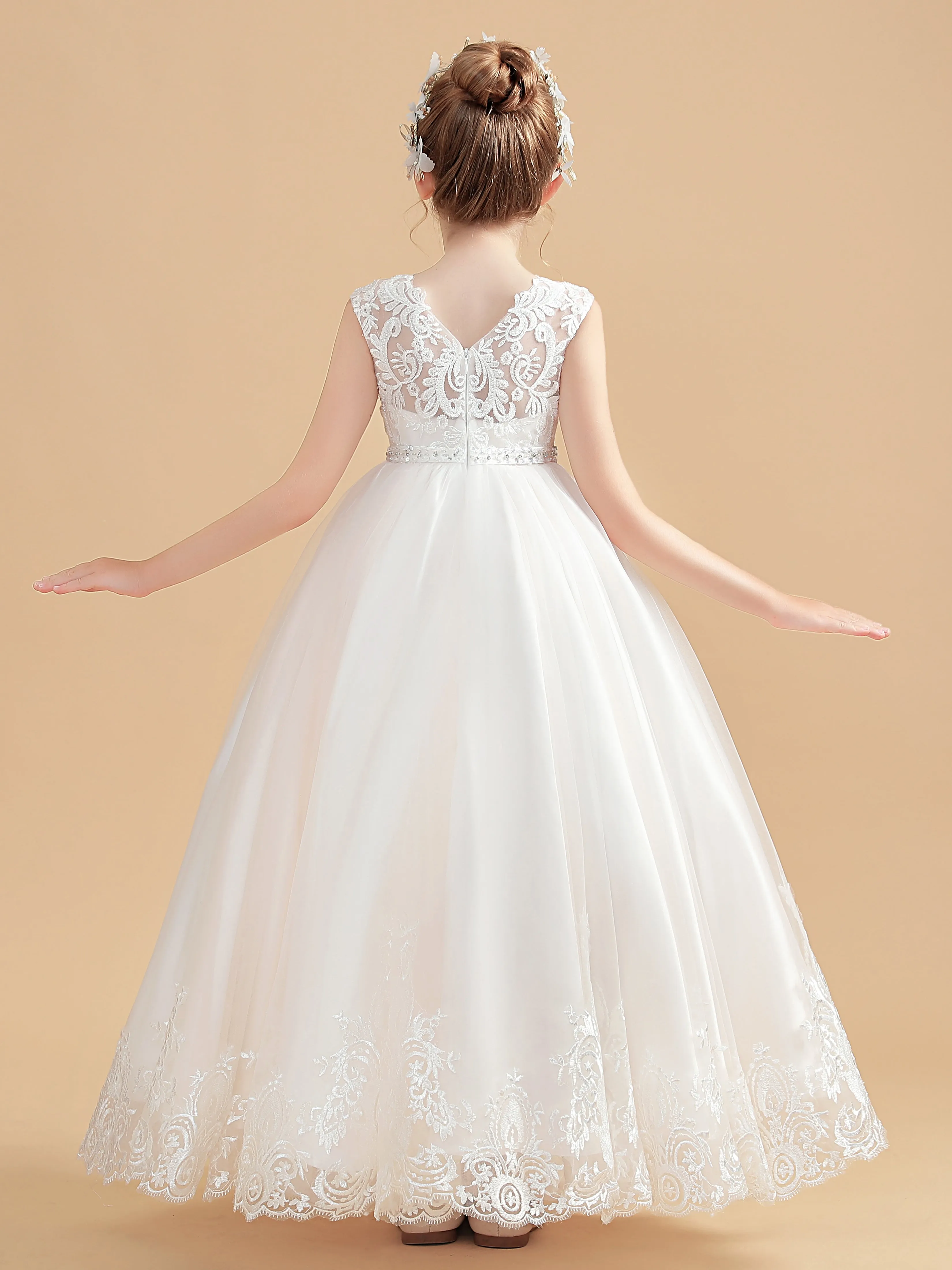 Princesse Sans Manches Tulle Robe Fille