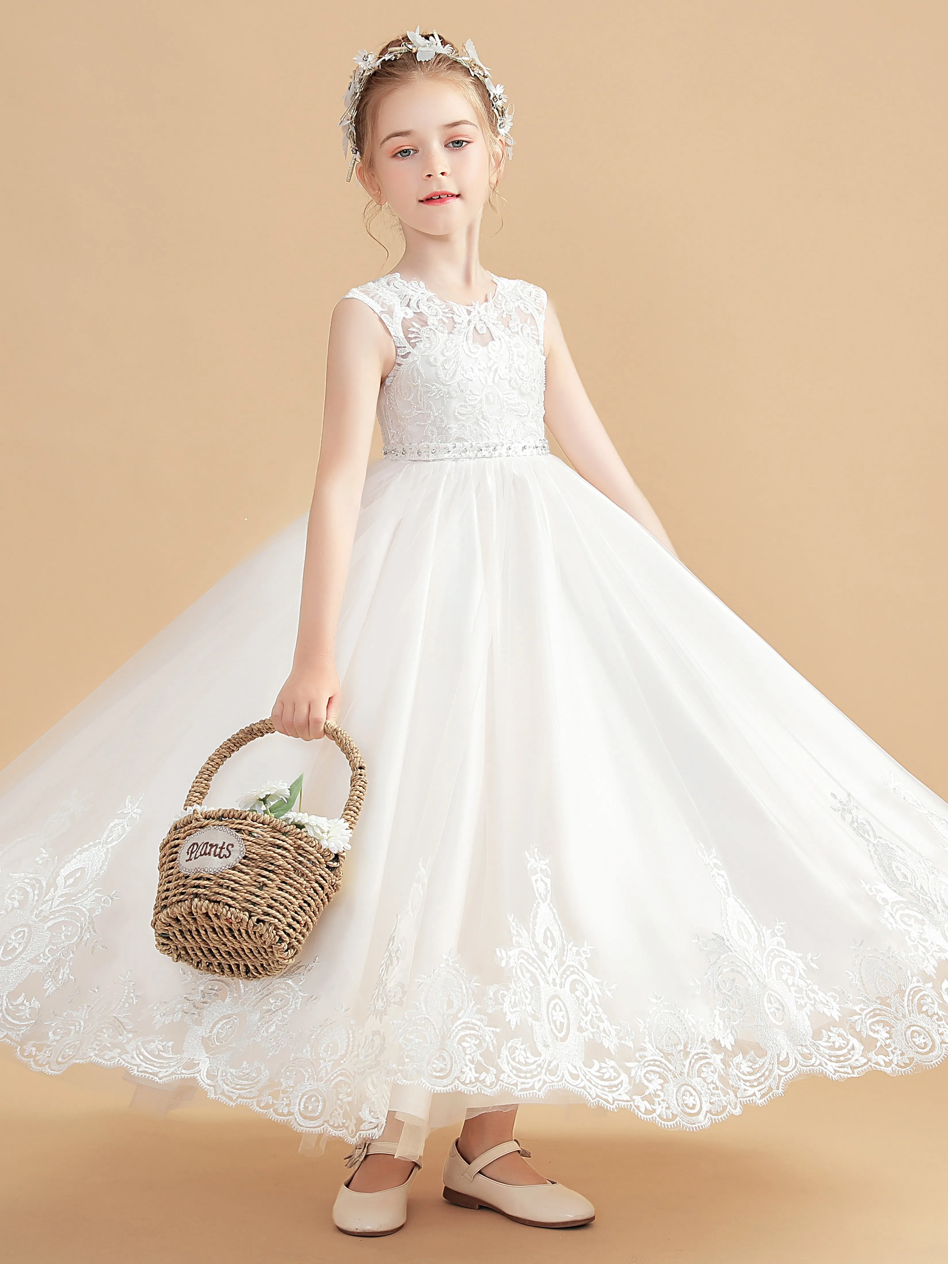 Princesse Sans Manches Tulle Robe Fille