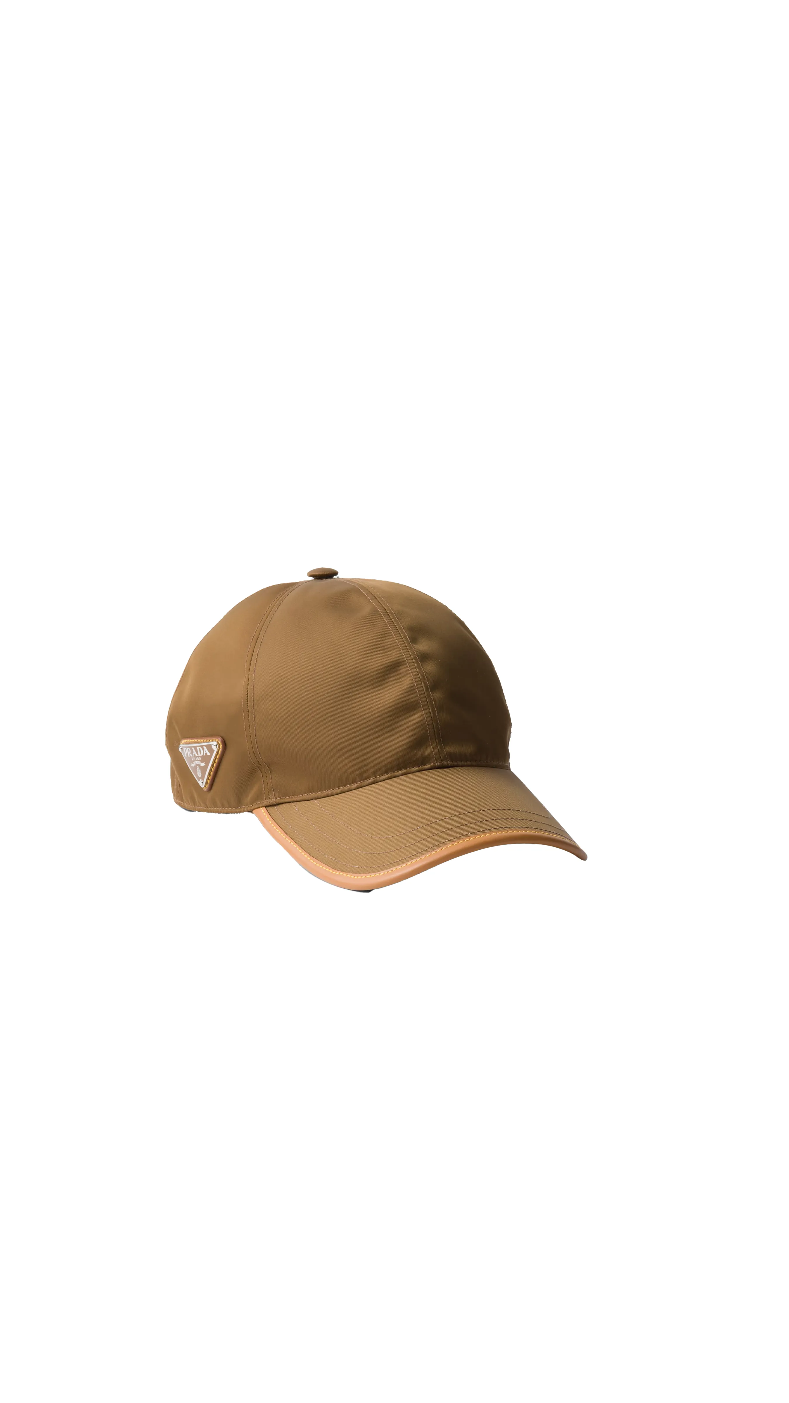 Re-nylon And Leather Baseball Cap - Cork Beige