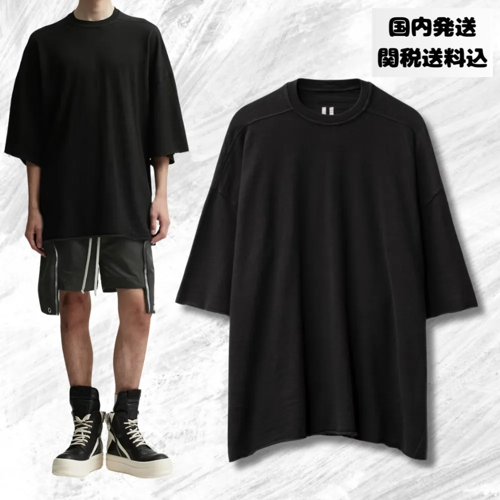 RICK OWENS  |Crew Neck Unisex Street Style Cropped Plain Cotton Oversized