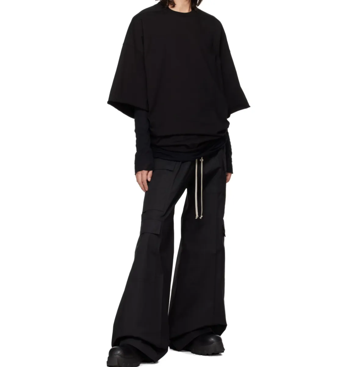 RICK OWENS  |Crew Neck Unisex Street Style Cropped Plain Cotton Oversized