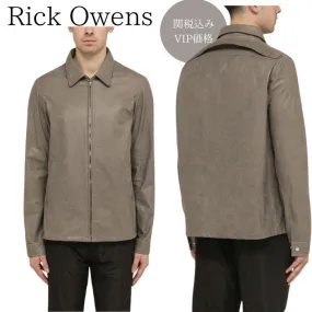 RICK OWENS  |Street Style Long Sleeves Plain Leather Designers Shirts