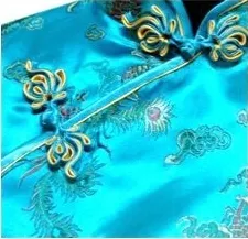 Robe chinoise longue turquoise à manches courtes