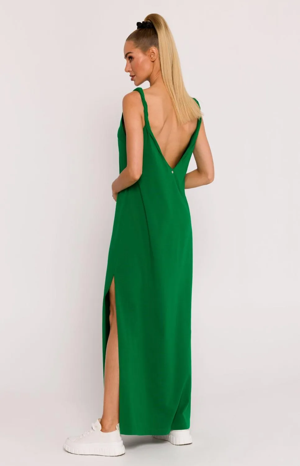 Robe longue à décolleté en V verte