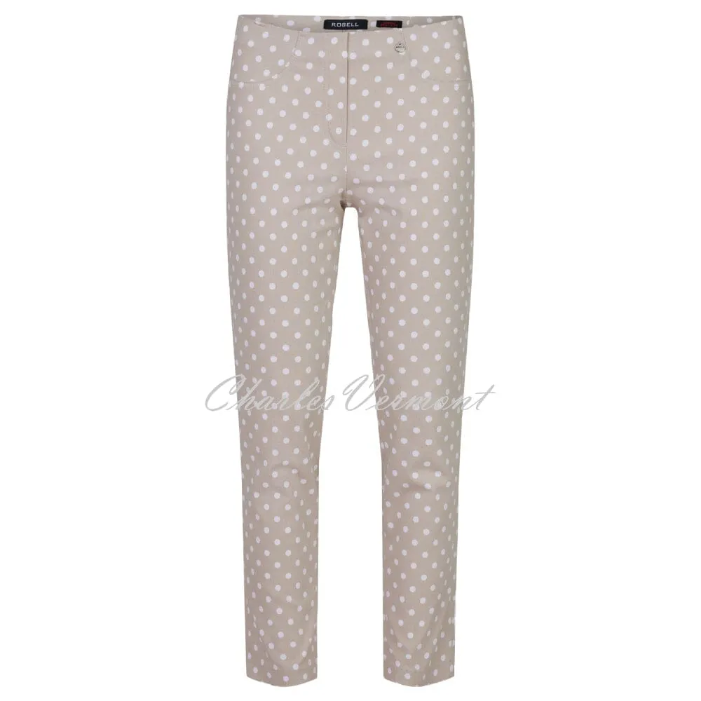 Robell Bella 09 - 7/8 Cropped Trouser Polka Dot 51560-54570-14 (Beige)