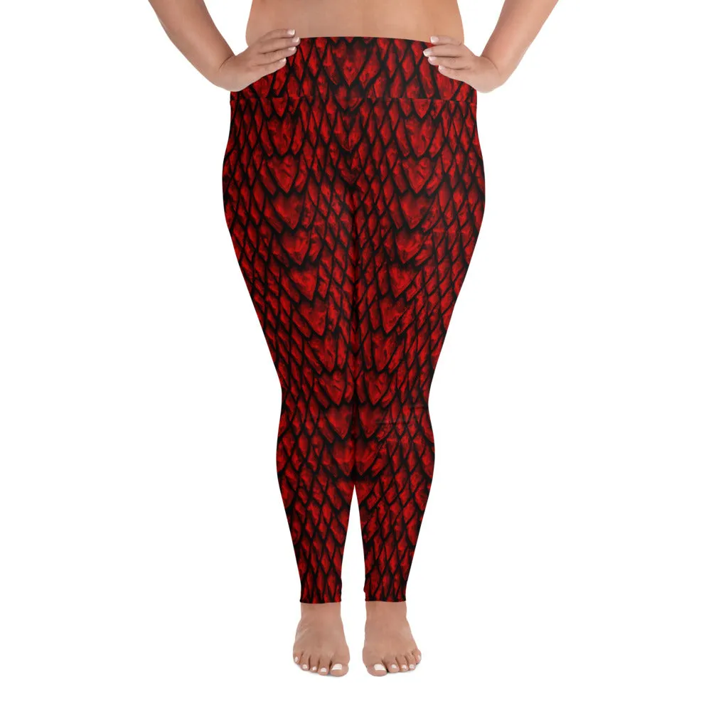 Ruby Dragon Scale Plus Size Leggings