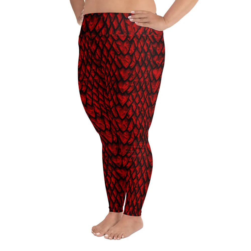 Ruby Dragon Scale Plus Size Leggings