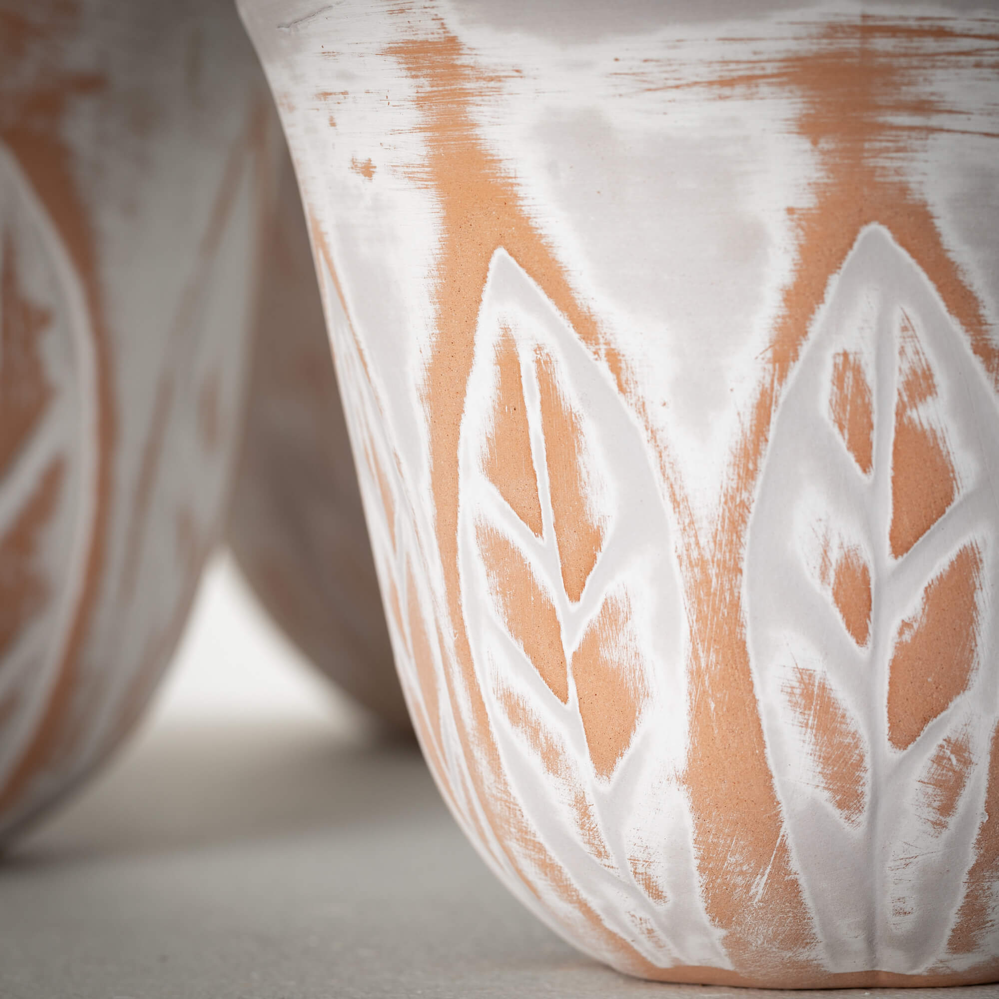 Rustic Leaf Patterned Pot Set