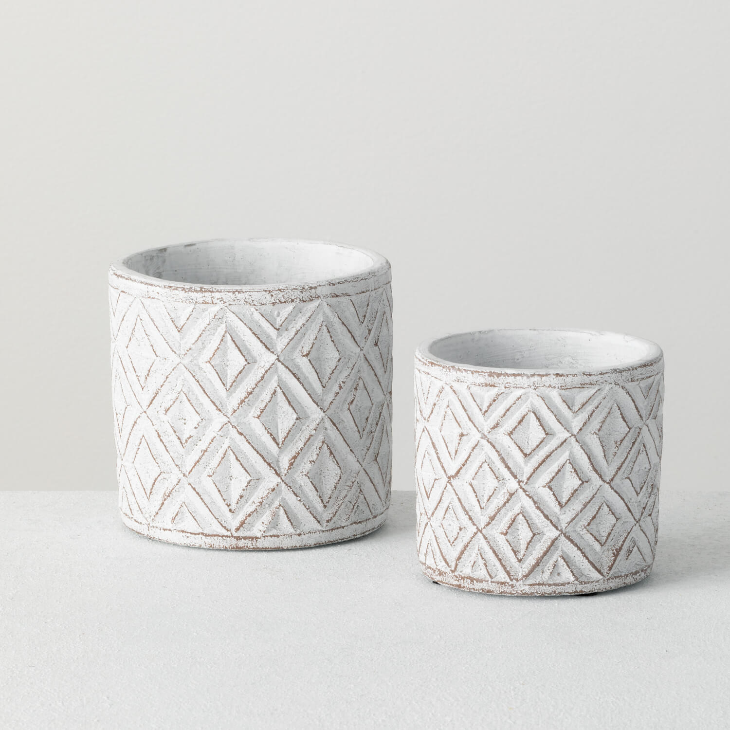 Rustic White Pot Set Of 2