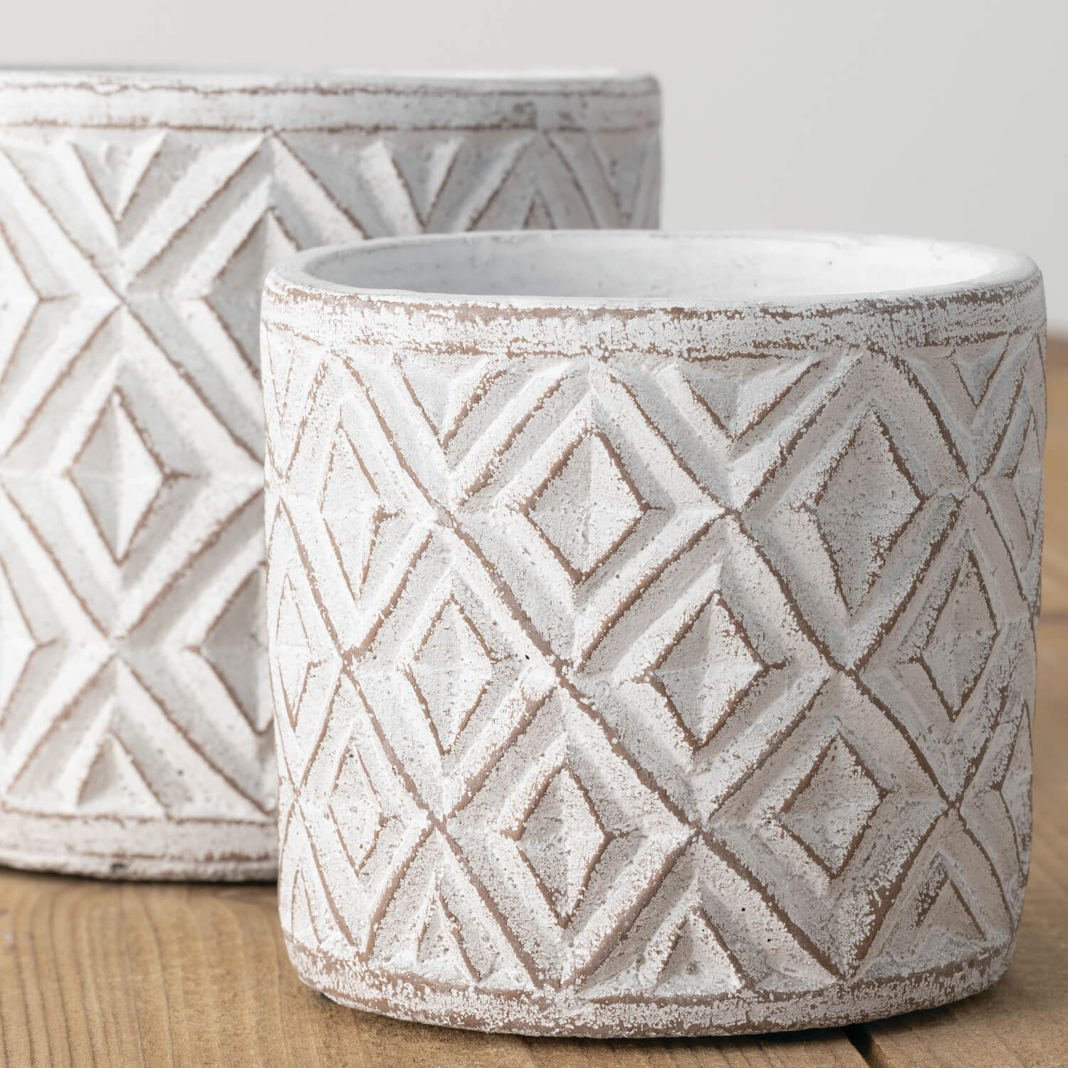 Rustic White Pot Set Of 2