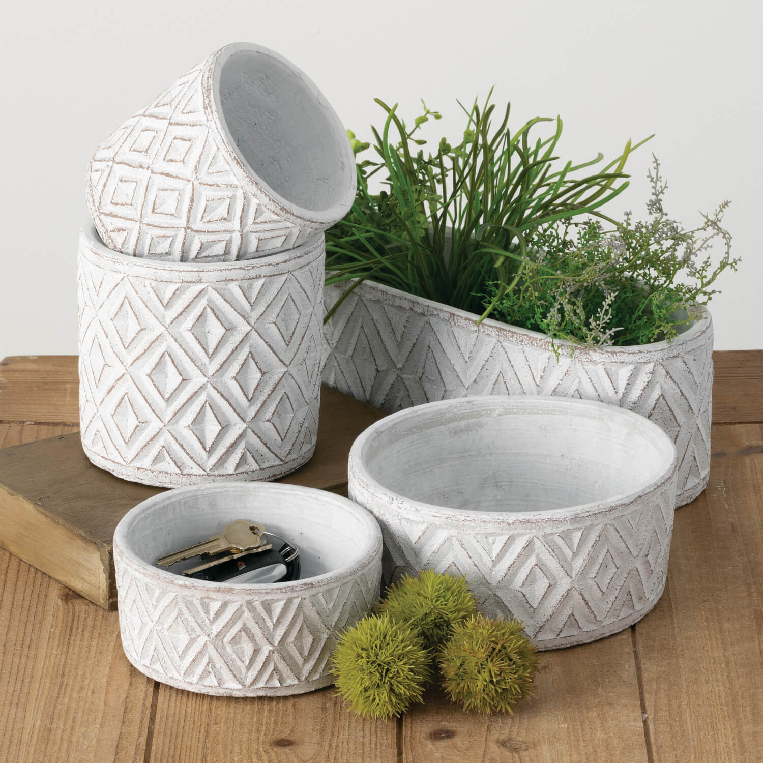 Rustic White Pot Set Of 2