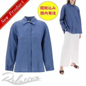 S Max Mara  |Casual Style Linen Long Sleeves Plain Shirts & Blouses