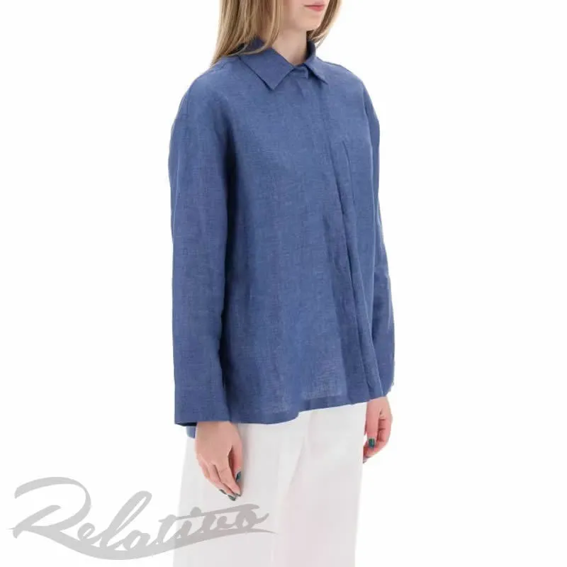 S Max Mara  |Casual Style Linen Long Sleeves Plain Shirts & Blouses