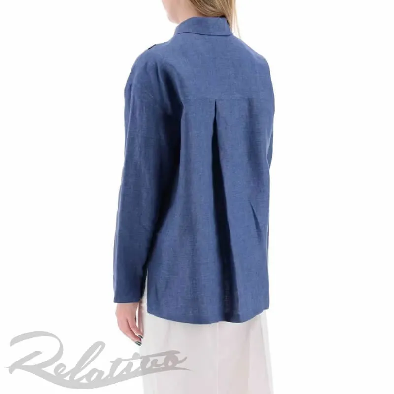 S Max Mara  |Casual Style Linen Long Sleeves Plain Shirts & Blouses