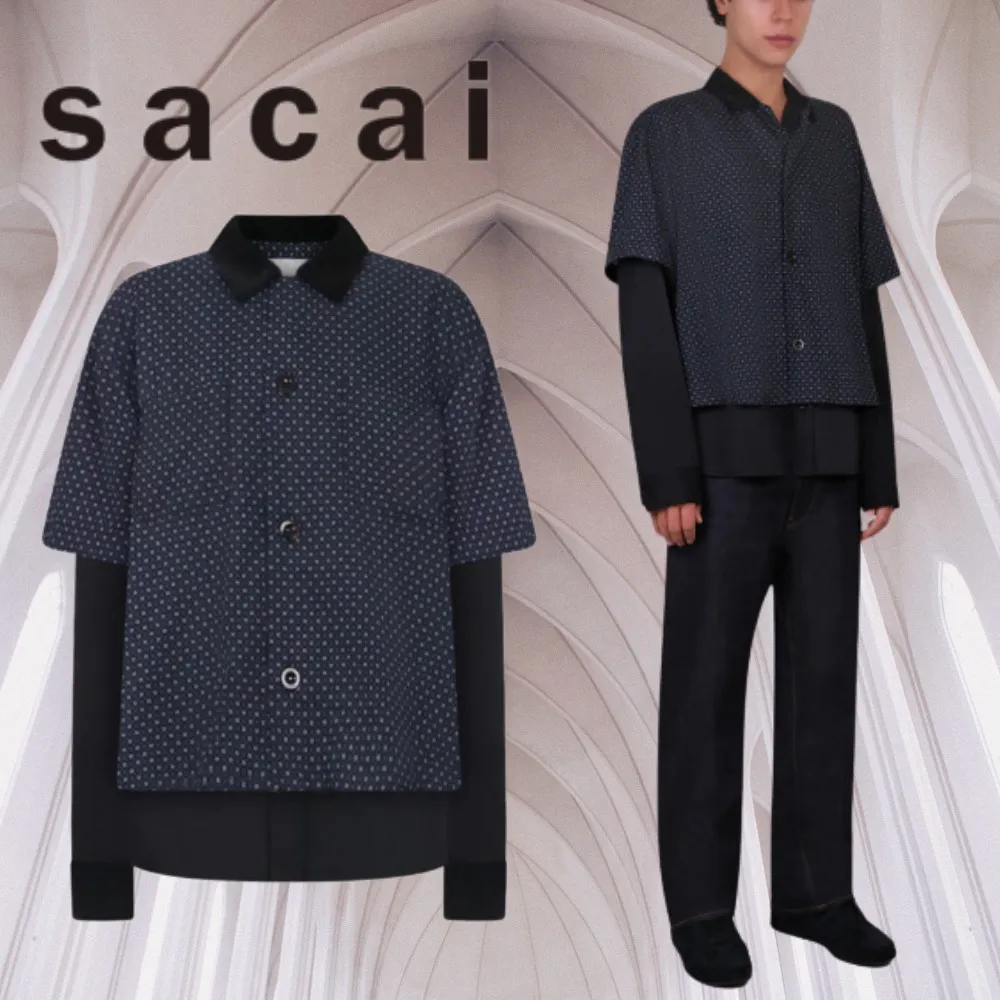 sacai  |Dots Street Style Long Sleeves Oversized Designers Shirts