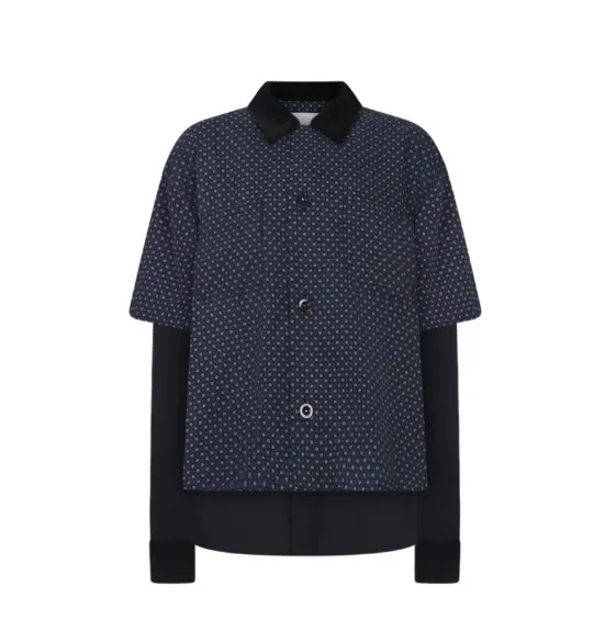 sacai  |Dots Street Style Long Sleeves Oversized Designers Shirts