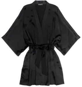 Samantha Chang CLASSIC Silk Short Kimono Robe in Black 