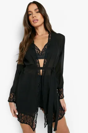 Sheer Lace Trim Robe