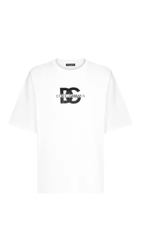 Short-sleeved T-shirt with DG Logo Print - White