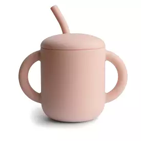 Silicone Training Cup + Straw - Blush