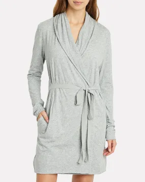 SKIN Double Layer Cotton Wrap Robe in Heather Grey 