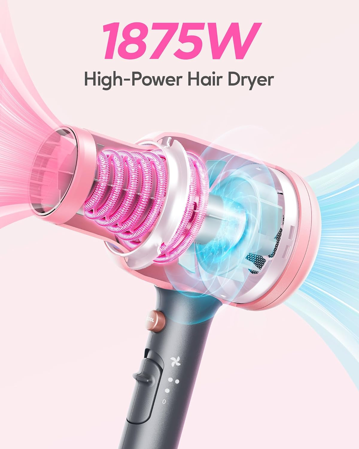 Spring Professional Ionic Hair Dryer Blow Dryer with Diffuser and Concentrator