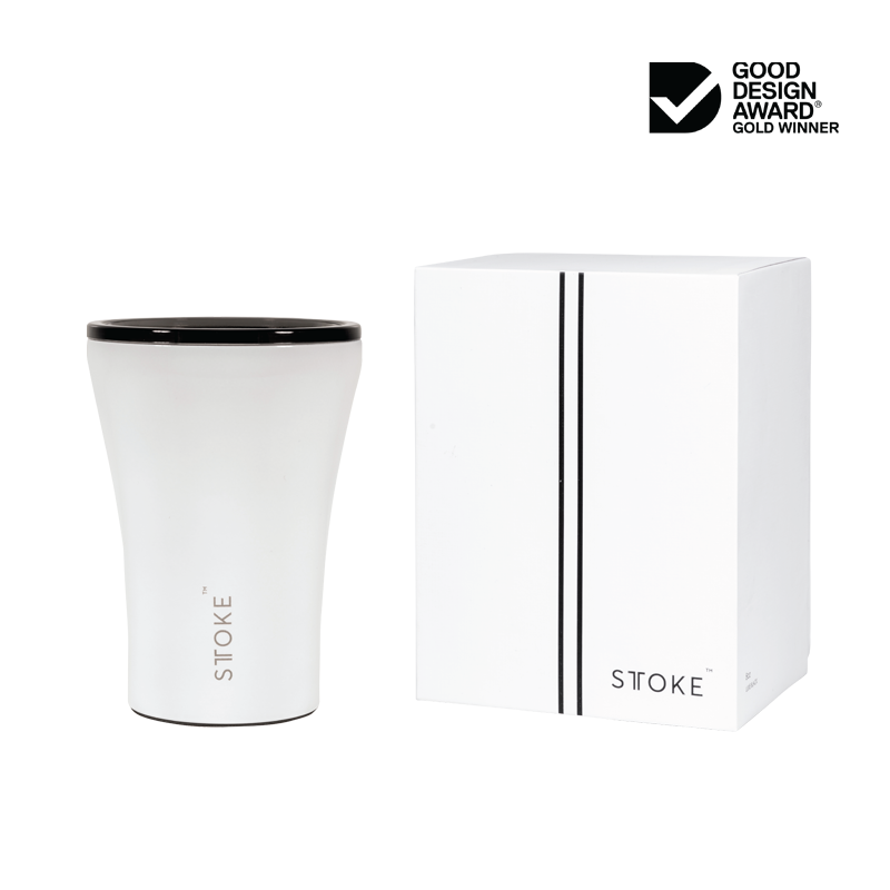 Sttoke Ceramic  Resusable Thermal Coffee Cup 12OZ White