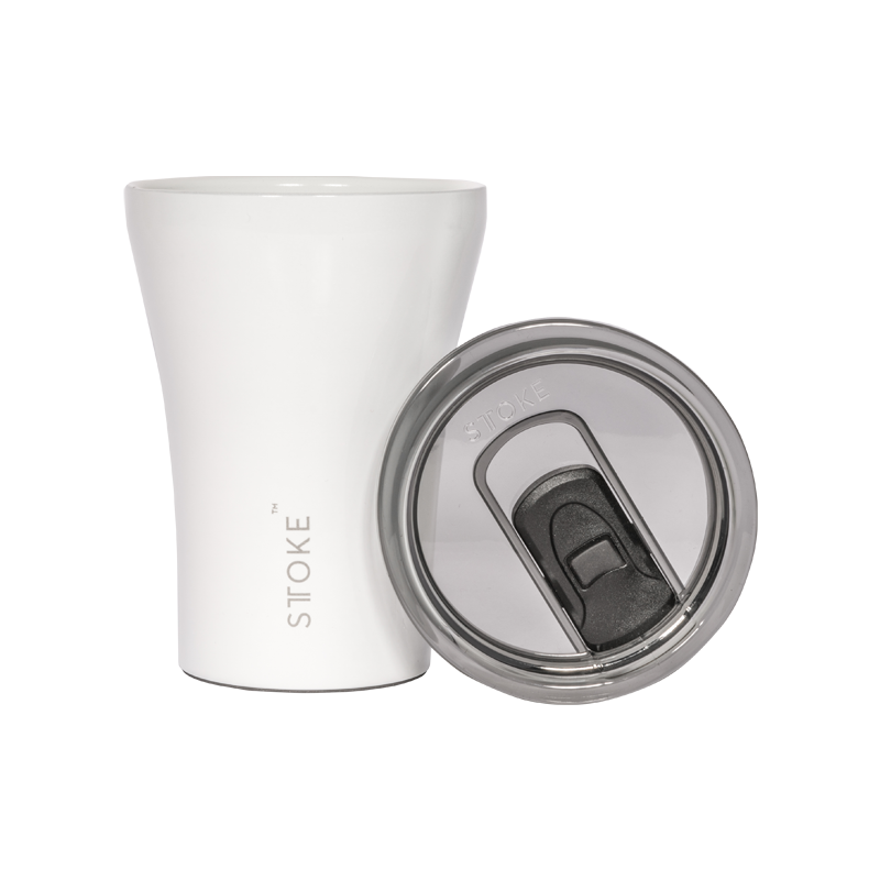 Sttoke Ceramic  Resusable Thermal Coffee Cup 12OZ White