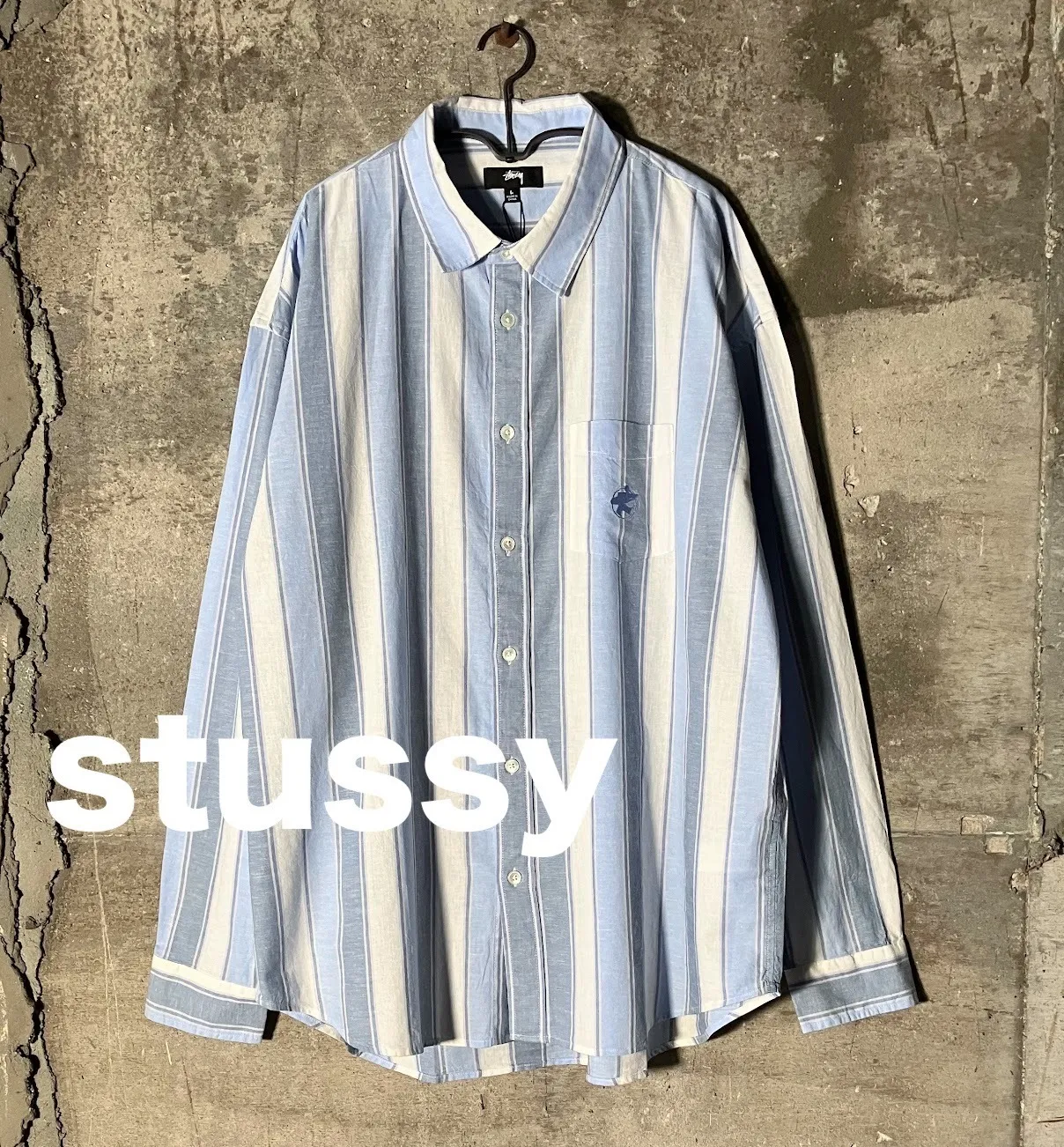 STUSSY  |Stripes Street Style Long Sleeves Logo Skater Style Shirts