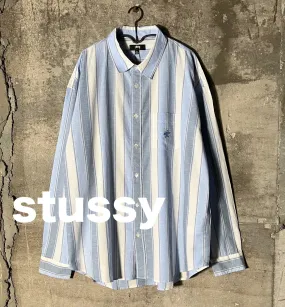 STUSSY  |Stripes Street Style Long Sleeves Logo Skater Style Shirts