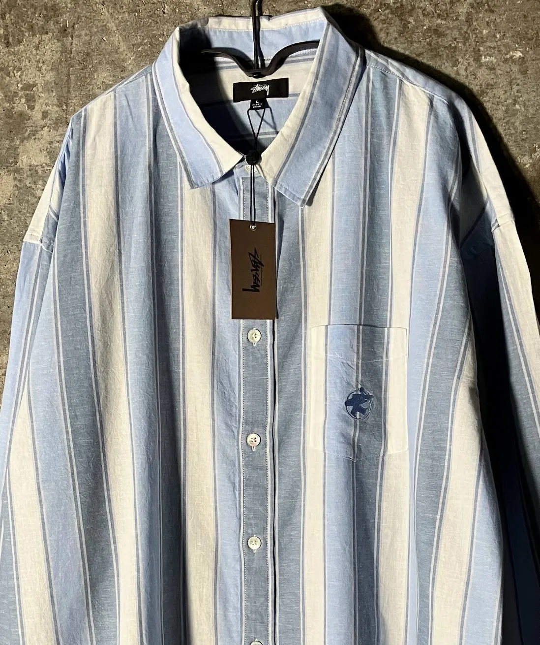 STUSSY  |Stripes Street Style Long Sleeves Logo Skater Style Shirts