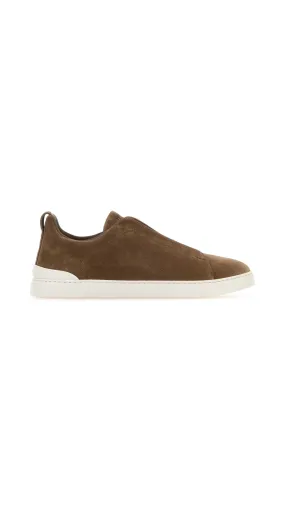 Suede Triple Stitch Low Top Sneakers - Cocoa