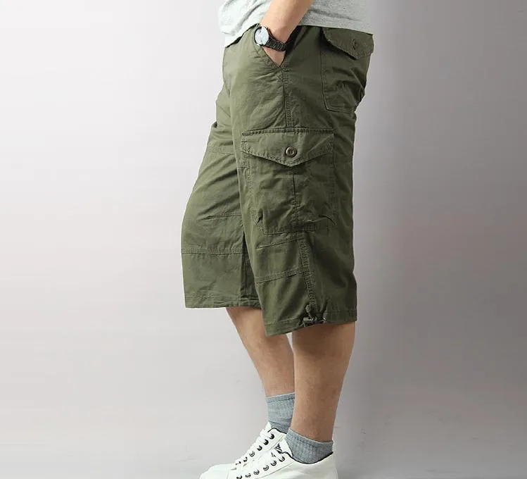 Summer Casual Loose Fit Calf-Length Cargo Short Trousers for Men