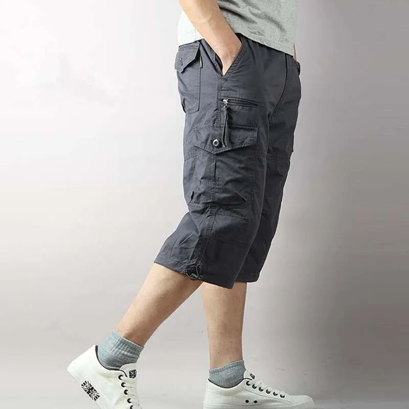 Summer Casual Loose Fit Calf-Length Cargo Short Trousers for Men