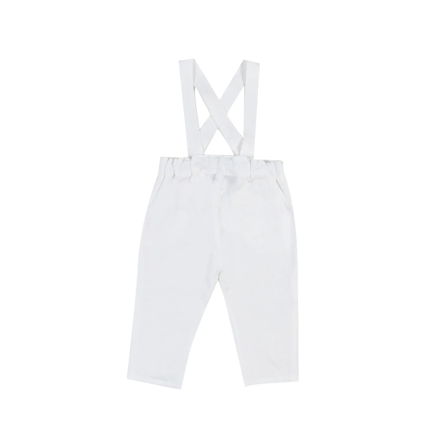 Tartine Et Chocolat White Linen Pants With Braces For Children And Babies